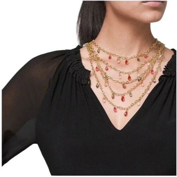 Chico's Delicate Look Jeweled Multi-Row Necklace - Picture 1 of 7